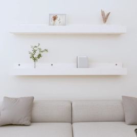 Wall Shelves 2 Pieces White 110x12x9 cm Solid Wood Pine