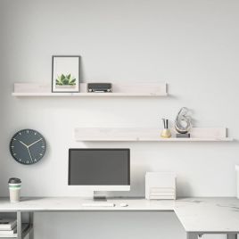 Wall Shelves 2 Pieces White 110x11x9 cm Solid Wood Pine