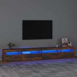 TV Cabinet with LED Lights Smoked Oak 270x35x40cm