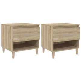 Bedside Table - CHARLOT 2 Piece Nightstand Sonoma Oak 50cm