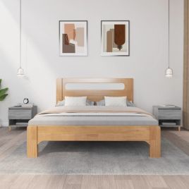Bedside Table - CHARLOT 2 Piece Nightstand Grey Sonoma 50cm