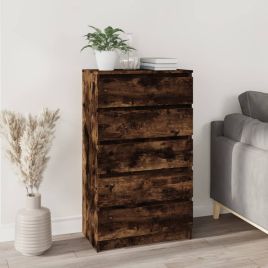 EXETER Oak Finish Chest of Drawers - Medium-sized, 5 Drawers