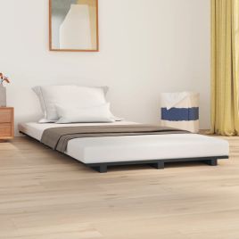 Bed Frame Grey 90x200 cm Solid Wood Pine