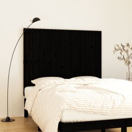 Wall Headboard Black 140x3x110cm Solid Wood Pine