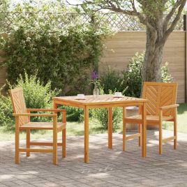 LAOBRO Garden Dining Set 3 pcs Solid Acacia Wood - Brown