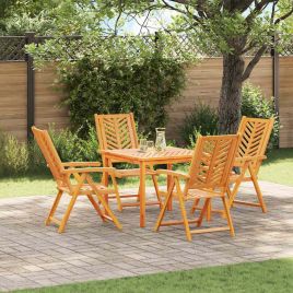 LAOBRO Garden Dining Set 5 pcs Solid Acacia Wood - Brown