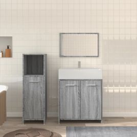 3 Piece Bathroom Furniture Set Grey Sonoma Engineered Wood