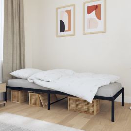 Metal Bed Frame Black 90x190 cm Single