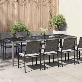 FRVBRO Garden Dining Table 250x100x75 cm Poly Rattan - Grey
