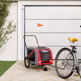 Pet Bike Trailer Orange and Grey Oxford Fabric and Iron - vid-93900