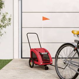 Pet Bike Trailer Red Oxford Fabric and Iron - vid-93971