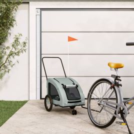 Pet Bike Trailer Grey Oxford Fabric and Iron - vid-93979