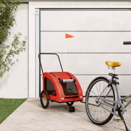 Pet Bike Trailer Orange and Grey Oxford Fabric and Iron - vid-93984