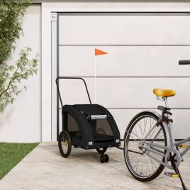Pet Bike Trailer Black Oxford Fabric and Iron - vid-93989