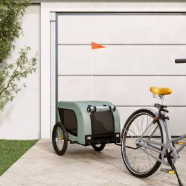 Dog Bike Trailer Grey and Black Oxford Fabric and Iron