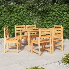 7 Piece Garden Dining Set Solid Wood Teak