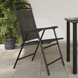 Folding Garden Chairs 4 pcs Melange Grey Steel and Textilene - vid-3157293