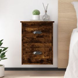 Bedside Table - LAREDO 2 Piece Nightstand Smoked Oak 41.5cm