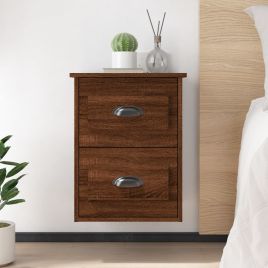 Bedside Table - LAREDO 2 Piece Nightstand Brown Oak 41.5cm
