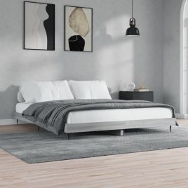 Bed Frame Grey Sonoma 180x200 cm 6FT Super King Engineered Wood