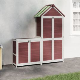 THEAT 2 Piece Garden Tool Shed Set Mocha Solid Wood - Pine