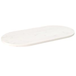 Table Top White 90x45x2.5 cm Solid Wood Pine Oval