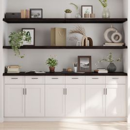 Wall Shelf Dark Grey 220x60x4 cm Treated Solid Wood Oak