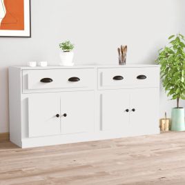 Sideboards 2 pcs White Engineered Wood