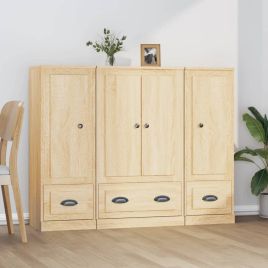 Highboards 3 Pieces Sonoma Oak Engineered Wood