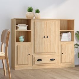 Highboards 3 Pieces Sonoma Oak Engineered Wood