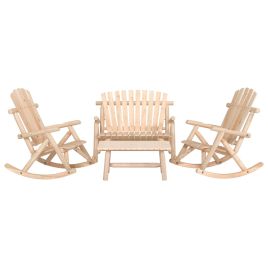 4 Pcs Garden Lounge Set Solid Wood Spruce