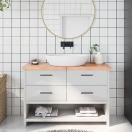 Bathroom Countertop Light Brown 120x30x2-4cm Treated Solid Wood