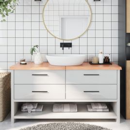 Bathroom Countertop Light Brown 160x40x2-4cm Treated Solid Wood