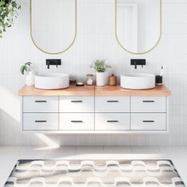 Bathroom Countertop Light Brown 180x60x2-6cm Treated Solid Wood