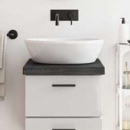 Bathroom Countertop Dark Grey 40x50x6cm Treated Solid Wood