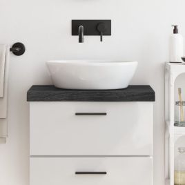 Bathroom Countertop Dark Grey 60x40x6cm Treated Solid Wood