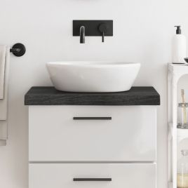 Bathroom Countertop Dark Grey 60x50x6cm Treated Solid Wood