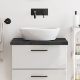 Bathroom Countertop Dark Grey 60x60x4cm Treated Solid Wood