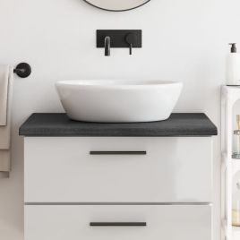 Bathroom Countertop Dark Grey 80x50x4cm Treated Solid Wood