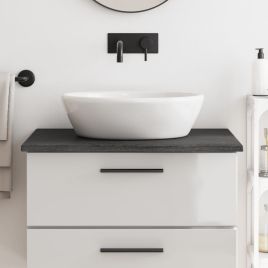 Bathroom Countertop Dark Grey 80x60x2cm Treated Solid Wood
