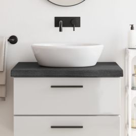 Bathroom Countertop Dark Grey 80x60x6cm Treated Solid Wood