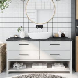 Bathroom Countertop Dark Grey 160x60x4cm Treated Solid Wood