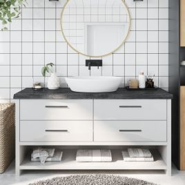 Bathroom Countertop Dark Grey 160x60x6cm Treated Solid Wood