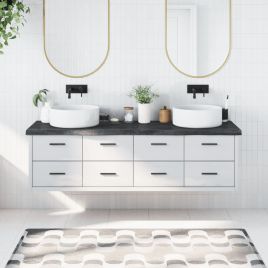 Bathroom Countertop Dark Brown 180x60x2-6cm Treated Solid Wood