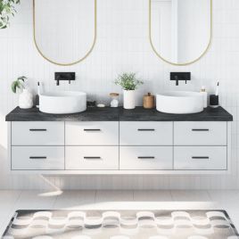 Bathroom Countertop Dark Grey 200x60x6cm Treated Solid Wood