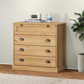 SIENNA Oak Finish Chest of Drawers - Medium-sized, 4 Drawers