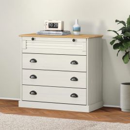 SIENNA White Chest of Drawers - Medium-sized, 4 Drawers