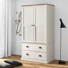 Wardrobe - VINA 2 Door 2 Drawer Wardrobe White 90cm