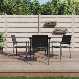 5 Piece Garden Dining Set Poly Rattan and Steel
