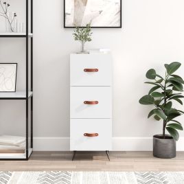 Sideboard High Gloss White 34.5x34x90 cm Engineered Wood